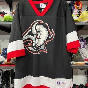 LOGO 7 Black Jersey with Red Buffalo Sabres Peca jersey